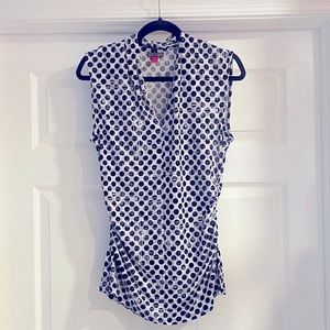 Vince Camuto women’s blouse black and white size large ruched sides( stretch)